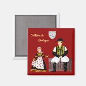 Aimant Folklore de Bretagne, France (Recto/Verso)