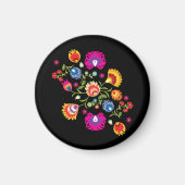 Aimant folklore polonais avec fleurs roses (Devant)