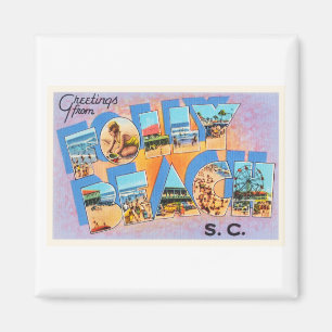 Aimant Folly Beach South Carolina SC Vieux Vintage Carte 