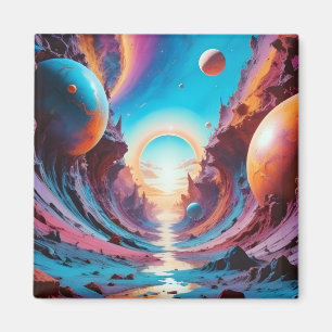 Aimant Fond d'art fantastique de l'horizon cosmique abstr