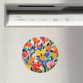 Aimant Fond floral abstrait, vibrant, (In Situ (Lave-vaisselle))