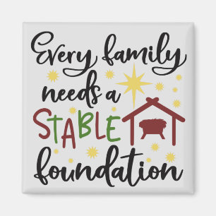 Aimant Fondation de Crèche de Noël pour Famille Chrétienn