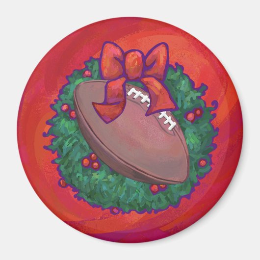 Aimant Football de couronne de Noël en rouge (Devant)