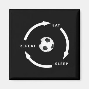 Aimant Football de soccer Manger Dormir Répéter Citation