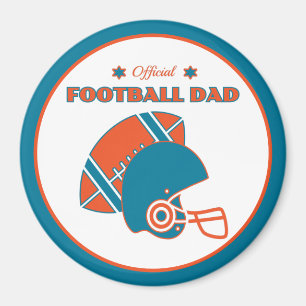 Aimant Football papa sportifs amateurs orange bleu vintag