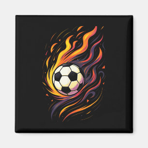 Aimant Football Rétro Vintage Flammes de Football Sport B