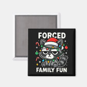 Aimant Forced Family Fun – Funny Sarcastic Raccoon Xmas C (Recto/Verso)