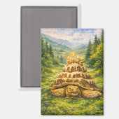 Aimant Forest Birthday Cake Sulcata Tortoise Watercolor (Recto/Verso)