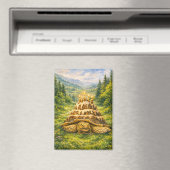 Aimant Forest Birthday Cake Sulcata Tortoise Watercolor (In Situ (Lave-vaisselle))