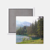 Aimant Forêt alpine pittoresque et lac Photo (Recto/Verso)