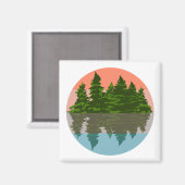 Aimant Forêt Coucher Nature Pins Arbres (Recto/Verso)