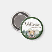 Aimant Forêt d'aquarelle personnalisée, Ours en peluche,  (Recto/Verso)