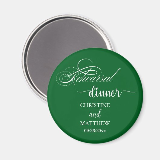 Aimant Forêt de calligraphie élégante vert pour dîner de (Recto/Verso)