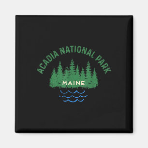 Aimant Forêt de pins acadia parc national maine vintage