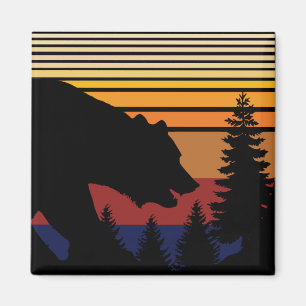 Aimant Forêt d'ours Vintage
