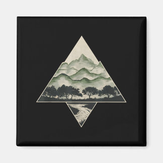 Aimant Forêt Rétro Arbres Faune Nature Vintage