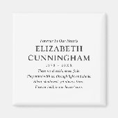 Aimant Forever In Our Hearts Memorial Modern Simple Citat (Devant)