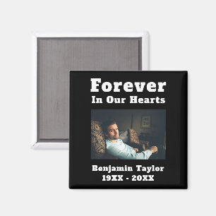 Aimant Forever In Our Hearts Text In Loving Memory Photo