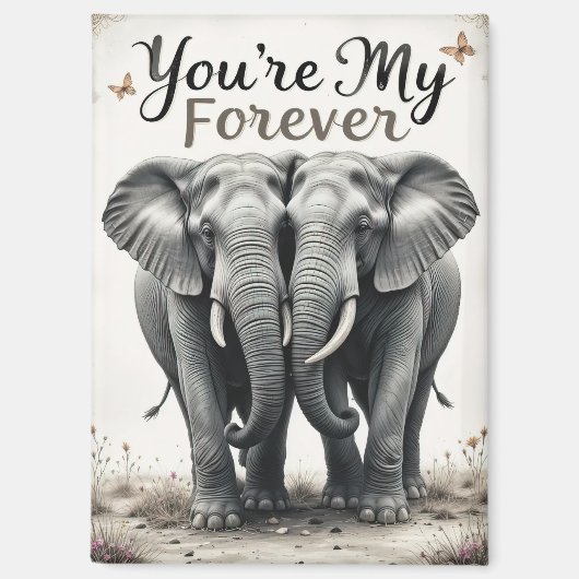 Aimant Forever Love Elephants Faune Art (Recto)