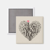 Aimant Forme cardiaque à partir de lettres (Recto/Verso)