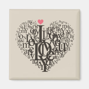 Aimant Forme de coeur des lettres