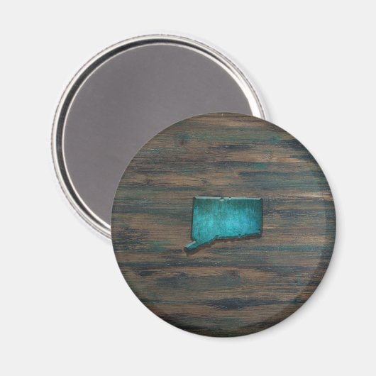 Aimant Forme de Connecticut Turquoise rustique (Recto/Verso)