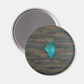 Aimant Forme d'état de l'Illinois Turquoise (Recto/Verso)