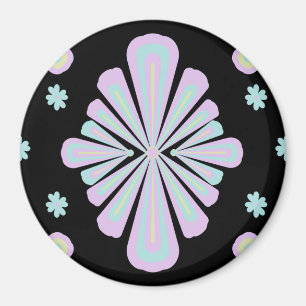 Aimant Formes florales pastel sur fond noir
