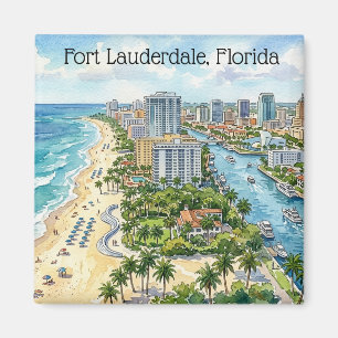 Aimant Fort Lauderdale Floride aquarelle élégante