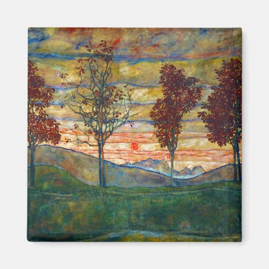 Aimant Four Trees (Landscape Art) (par Egon Schiele) (Devant)