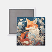 Aimant Fox En Forêt Beau Renard Floral (Recto/Verso)