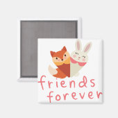 Aimant Fox et Rabbit Meilleur ami (Recto/Verso)