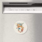 Aimant Fox Flower Crown Watercolor                        (In Situ (Lave-vaisselle))