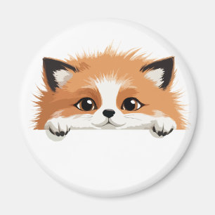 Aimant Fox Peeking mignon adorable animal amusant dessin 