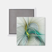 Aimant Fractal Evolution, Golden Turquoise Abstract Art (Recto/Verso)