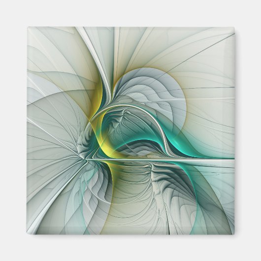 Aimant Fractal Evolution, Golden Turquoise Abstract Art (Devant)