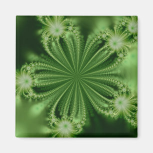 Aimant Fractal Fleur Vert