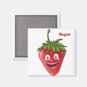Aimant Fraise humoristique caricature peinte à la main (Recto/Verso)