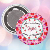 Aimant Fraise rose Première fête d'anniversaire Personnal