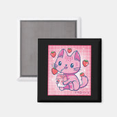Aimant Fraise Shake fraise Lait Chat Kawaii Neko G (Recto/Verso)