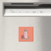 Aimant Fraise sucrée milkshake rose mignon (In Situ (Lave-vaisselle))