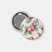 Aimant Fraises mûres d'été : Aquarelle rose (Recto/Verso)