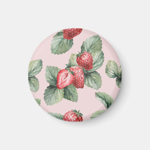 Aimant Fraises mûres d'été : Aquarelle rose