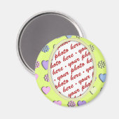 Aimant Frame ovale jaune avec les coeurs (Recto/Verso)