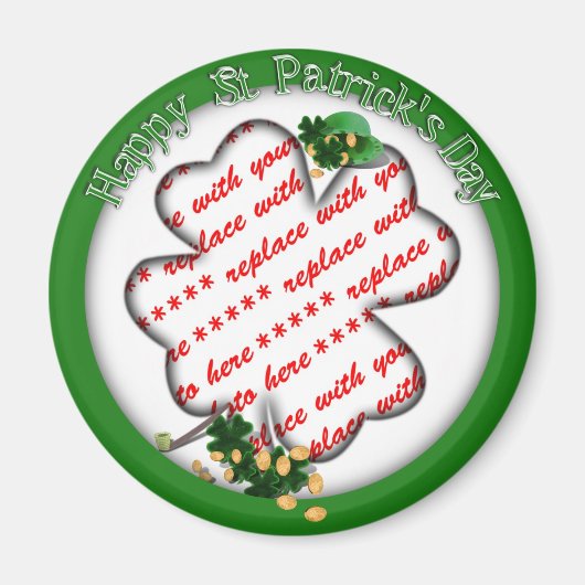 Aimant Frame photo Shamrock blanc de la Saint Patrick (Devant)