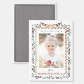 Aimant Frame Red Winterberry Joyeux Noël Photo (Recto/Verso)