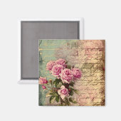 Aimant francais chic, shabby chic, roses roses roses, flo (Recto/Verso)