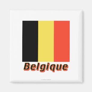 Aimant Français de Drapeau Belgique avec le nom en