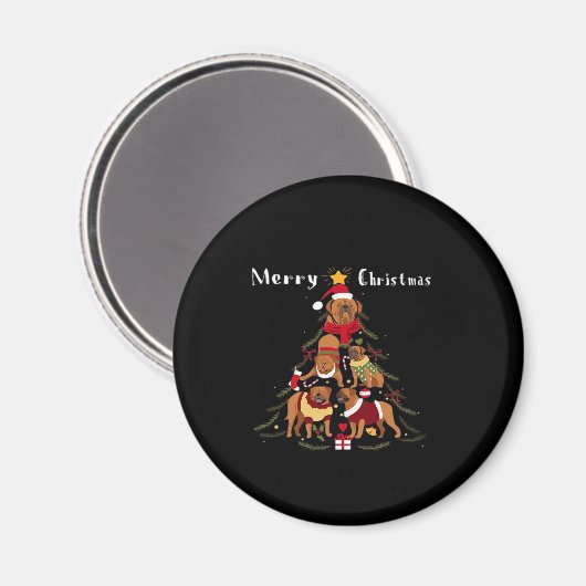 Aimant Français Mastiff Dogue de Bordeaux Arbre de Noël X (Recto/Verso)