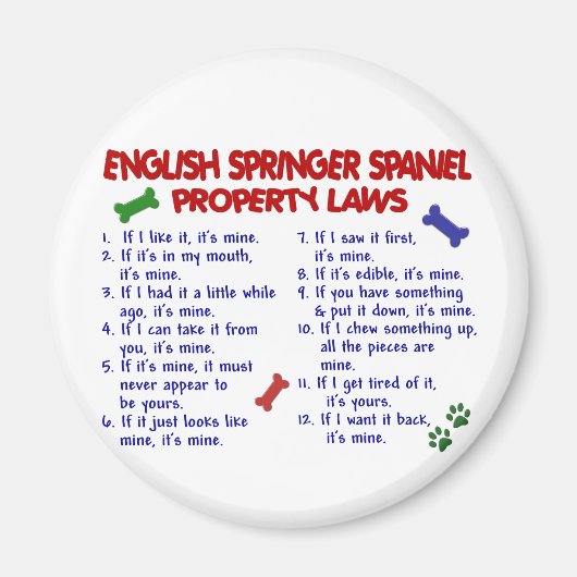 Aimant FRANÇAIS SPRINGER SPANIEL Propriété Lois 2 (Devant)
